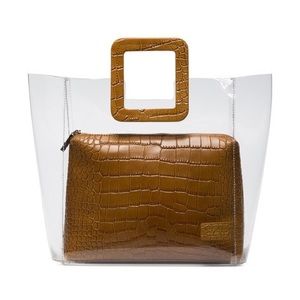 Staud Brown Shirley Crocodile Embossed Bag